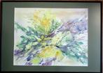 Mooi schilderij aquarel met kleuren collage, gesigneerd., Ophalen
