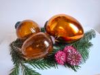 Vintage glazen heksenballen, amberkleurig en oranje-goud, Diversen, Kerst, Ophalen of Verzenden, Gebruikt