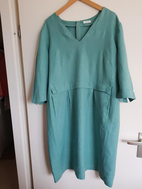 Riani zeegroene linnen jurk maat 44, Kleding | Dames, Jurken, Zo goed als nieuw, Maat 42/44 (L), Groen, Onder de knie, Ophalen of Verzenden