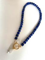 Blauwe glaskralen ketting, Verstelbaar, Blauw, Nieuw, Ophalen of Verzenden