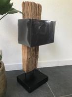 Oud teak pilaar lamp teakhout driftwood Indonesie meerpaal, Huis en Inrichting, Lampen | Vloerlampen, Nieuw, Minder dan 100 cm