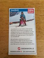 Kortingsbon voor SnowWorld, 25% korting, Tickets en Kaartjes, Kortingen en Cadeaubonnen, Drie personen of meer, Kortingsbon, Overige typen