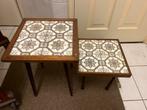 Vintage Tegel Tafel Set - 2 Stuks, Ophalen, Gebruikt, Vierkant, Hout