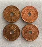 Vier stuks 1 cent 1942 P, Nederlands Indië., Postzegels en Munten, Munten | Nederland, Verzenden, Koningin Wilhelmina, 1 cent