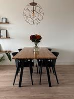 Eikenhouten tafel met stalen poten - 160x90cm, Ophalen, Gebruikt, Eikenhout, 50 tot 100 cm