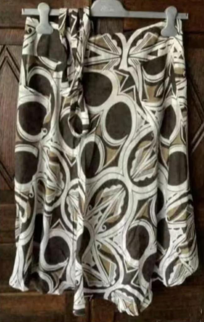 Bruin-beige-wit gevoerde rok bollen, cirkel; Stills; 38, Kleding | Dames, Rokken, Zo goed als nieuw, Maat 38/40 (M), Beige, Onder de knie