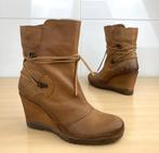 Magia Shoes leer sleehak laarsjes met spekzolen mt 38 ZGAN, Lage of Enkellaarzen, Ophalen of Verzenden, Zo goed als nieuw, Bruin