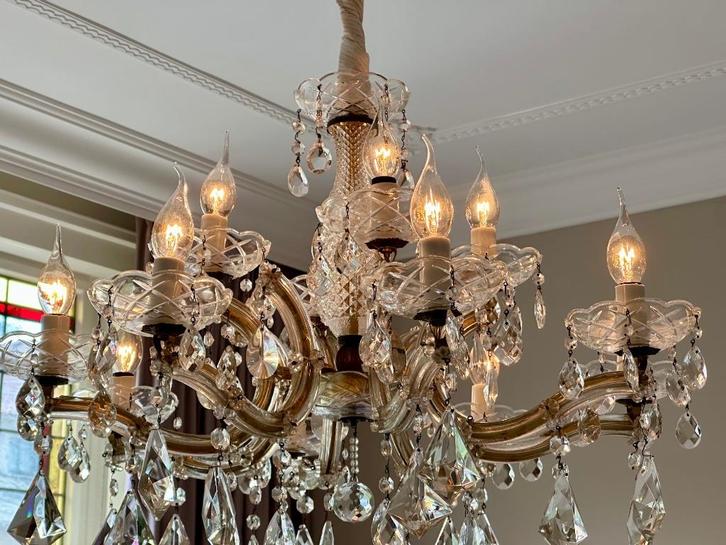 Maria Theresia kroonluchter 12 lichtpunten, Huis en Inrichting, Lampen | Kroonluchters, Zo goed als nieuw, Glas, Metaal, Ophalen