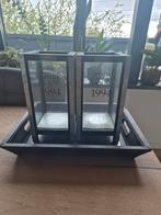 2 Lifestyle Windlichten op Blad, Huis en Inrichting, Woonaccessoires | Kandelaars en Kaarsen, Gebruikt, Grijs, Ophalen of Verzenden