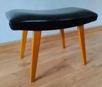 Vintage Deens voetenbankje - Zwart skai leder bekleed, Ophalen