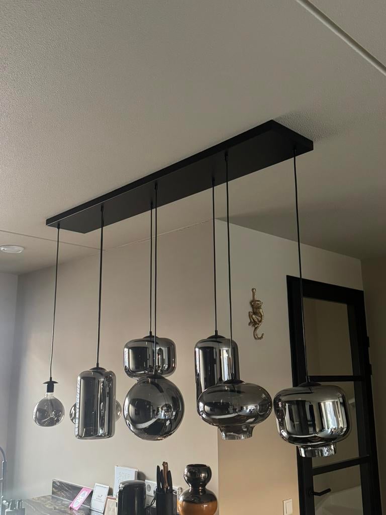Plafondlamp met glazen bollen Eurolight BV, Huis en Inrichting, Ophalen of Verzenden, Zo goed als nieuw, Metaal, 75 cm of meer