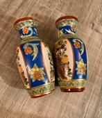 Vintage antieke Japanse 2x vazen Satsuma keramiek porselein, Ophalen of Verzenden