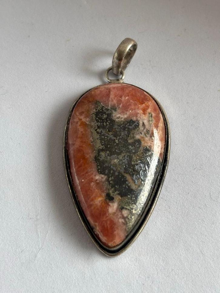 Rhodochrosiet Pyriet Edelsteen Hanger - Handgemaakt, Sieraden, Tassen en Uiterlijk, Kettinghangers, Nieuw, Steen of Mineraal, Roze