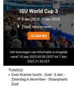 2 tickets ISU World Cup3! Sven Kramer bocht (zuid) 6 dec, Twee personen