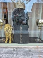 Leeuwenbeelden groot en klein zwart goud, Ophalen, Zo goed als nieuw