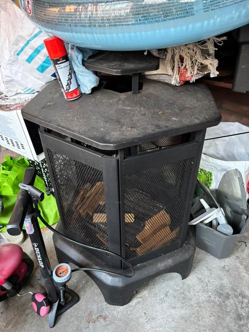 Zwart metalen Kachels, Huis en Inrichting, Kachels, Zo goed als nieuw, Houtkachel, Hout, Ophalen