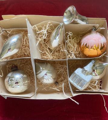 Assortiment 8 st mooie vintage nostalgische kerstversiering beschikbaar voor biedingen