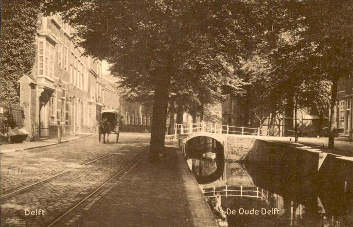 Delft - De Oude Delft, Verzamelen, Ansichtkaarten | Nederland, Gelopen, Zuid-Holland, Voor 1920, Ophalen of Verzenden
