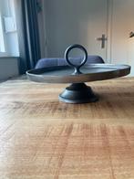 Metalen plateau op voet - decoratief, Huis en Inrichting, Ophalen, Gebruikt, Rond, Metaal