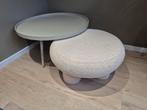 WOOOD Poef Djace naturel teddy stof driepotig voetenbankje, Huis en Inrichting, Banken | Voetenbanken en Poefen, Ophalen, Zo goed als nieuw