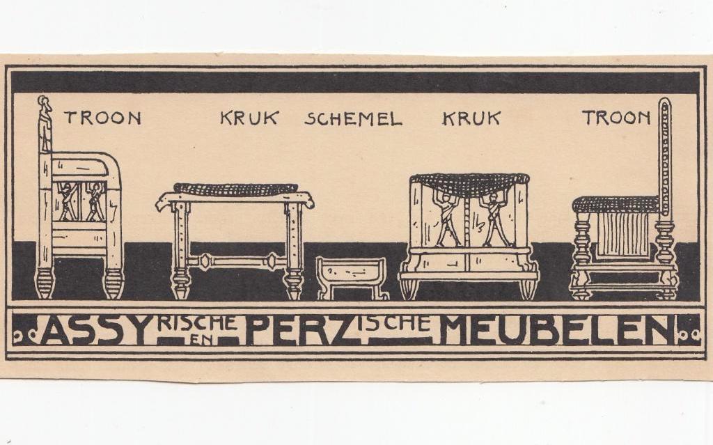 Berlage litho vignet 1904 Assyrische en  Perzische Meubelen, Verzenden