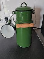 Groene antieke melkbus met beker., Antiek en Kunst, Antiek | Emaille, Ophalen