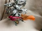 Rood roze vogel op knijper kerstbal, Ophalen of Verzenden, Gebruikt