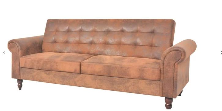 vidaXL Slaapbank met armleuningen kunstsuède bruin, Huis en Inrichting, Slaapkamer | Slaapbanken, Nieuw, Tweepersoons, Bruin, Ophalen