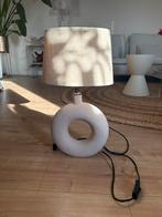Lamp van steen met linnen kap, Ophalen of Verzenden, Zo goed als nieuw, Minder dan 50 cm
