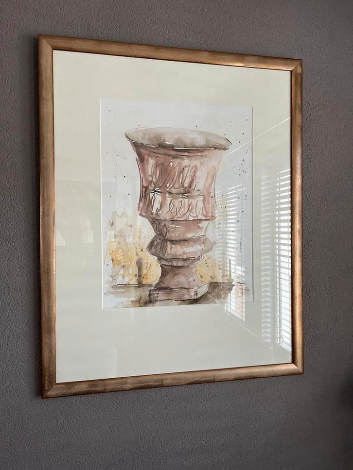 Aquarel van een klassieke vaas, Antiek en Kunst, Kunst | Tekeningen en Foto's, Ophalen