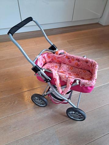 Leuke Poppenwagen - Roze met Bloemen beschikbaar voor biedingen