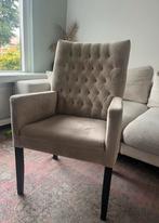 Beige taupe velvet stoel met armleuningen, Ophalen, Wit, Zo goed als nieuw, Eén