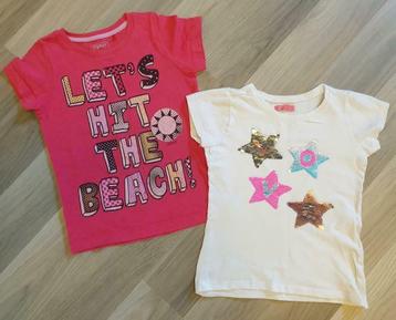 Twee merk T- shirts roze en wit, meiden maat 104 beschikbaar voor biedingen