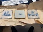 3 antieke Delfts blauwe tegels, Antiek en Kunst, Ophalen