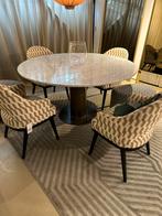 Marmeren eettafel, Ophalen, 100 tot 150 cm, Rond, Zo goed als nieuw