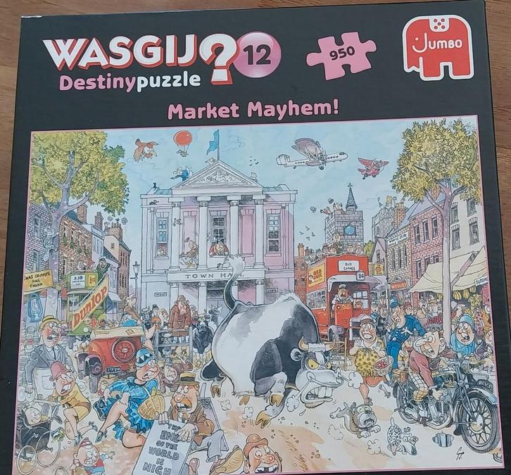 Wasgij Destiny nr. 12 Market Meyhem - 950 stukjes, Hobby en Vrije tijd, Denksport en Puzzels, Zo goed als nieuw, Legpuzzel, 500 t/m 1500 stukjes