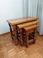 vintage eiken bijzettafeltjes, nesting tables (jaren 80), Huis en Inrichting, Tafels | Bijzettafels, Minder dan 55 cm, Zo goed als nieuw