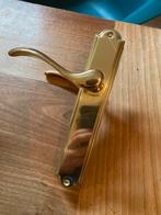 Messing deurgrepen met schild, Ophalen, Gebruikt, Koper of Messing, Klink of Kruk