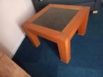 Mooie salontafel  met een lei steen., 50 tot 100 cm, Minder dan 50 cm, Eikenhout, Zo goed als nieuw
