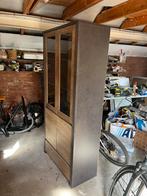 Meubella Vitrinekast Monaco - Eiken - Grijs - 90 cm, Huis en Inrichting, Ophalen, Gebruikt, Eikenhout, 50 tot 100 cm