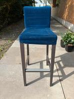 IKEA Barkruk met Blauwe Fluwelen Hoes 1 tot 4 st, Gebruikt, Met voetsteun, 60 tot 90 cm, Ophalen of Verzenden