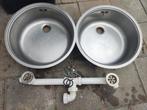 RVS dubbele spoelbak, Huis en Inrichting, Keuken | Keukenelementen, Ophalen, Minder dan 50 cm, Gebruikt, Minder dan 25 cm