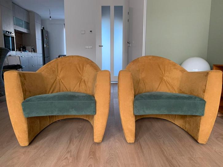 Leolux Carabas stoelen (2stuks) in alcantara, Huis en Inrichting, Fauteuils, Gebruikt, Overige materialen, 50 tot 75 cm, 75 tot 100 cm