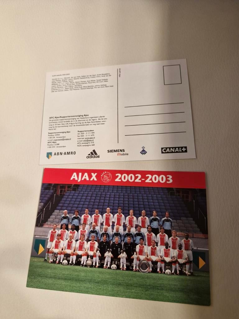 Ajax Elftalfoto  Kaart Seizoen 2002-2003, Ophalen of Verzenden, Zo goed als nieuw, Ajax, Spelerskaart