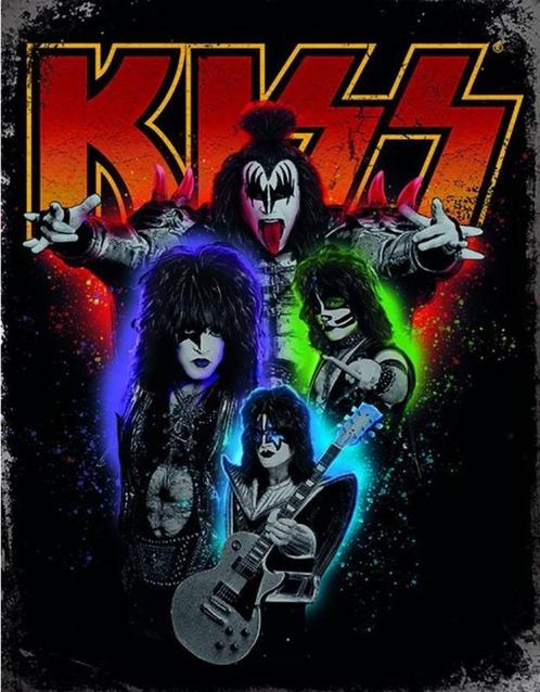 Metalen borden van, KISS, Status Quo, Deep Purple, eneenbord, Verzamelen, Muziek, Artiesten en Beroemdheden, Nieuw, Poster, Artwork of Schilderij