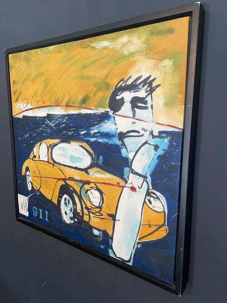 Canvas schilderij print Herman brood Porsche 911, Antiek en Kunst, Kunst | Schilderijen | Modern, Ophalen of Verzenden