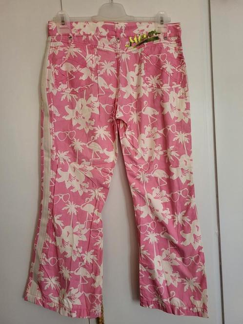 Mexx broek roze flamingo print pantalon maat 38 / M, Kleding | Dames, Broeken en Pantalons, Zo goed als nieuw, Maat 38/40 (M)
