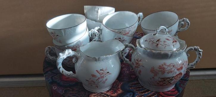 Antiek Koffie/Theeservies, Antiek en Kunst, Antiek | Servies compleet, Ophalen of Verzenden