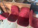 Set van 4 velvet red eettafel stoelen, Huis en Inrichting, Overige materialen, Vier, Zo goed als nieuw, Ophalen