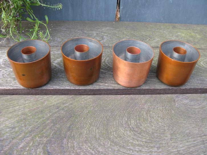 4X KOPEREN RINGVORMIGE GELEI/CAKEVORM ANTIEK, Antiek en Kunst, Antiek | Keukenbenodigdheden, Ophalen of Verzenden